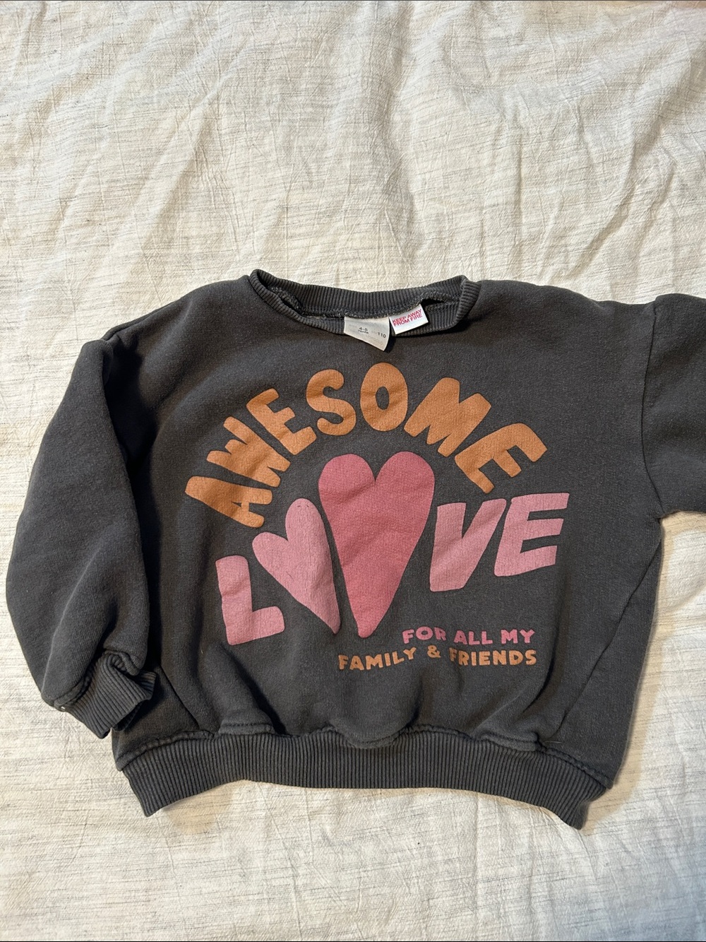 Zara Kids 'Awesome Love' Graphic Sweatshirt - Black, Pink & Tan